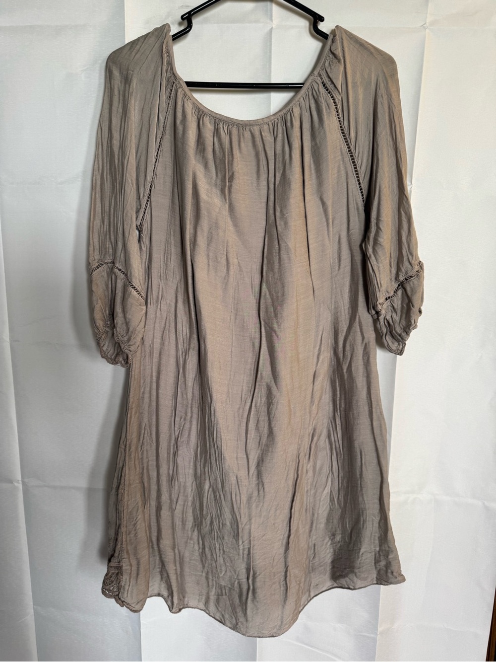 Nicole Taupe/grey Embroidered Scoop dress - Picture 4 of 4
